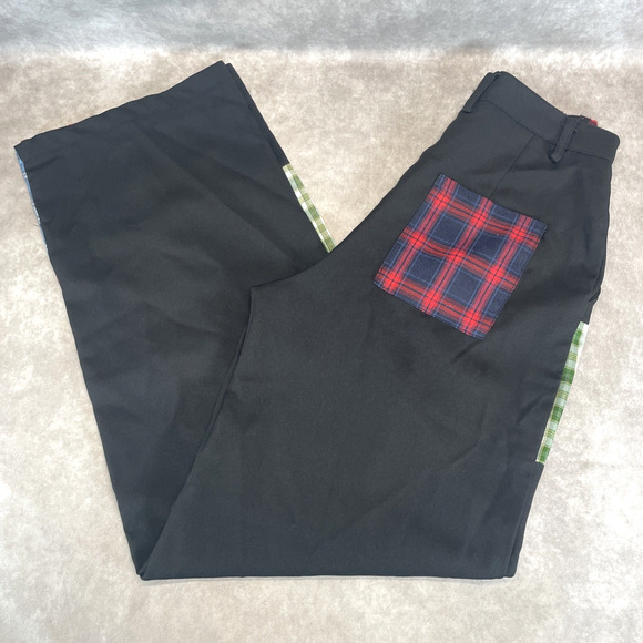 The Ragged Priest Patchwork Plaid High Waisted Wide Leg Pants UK8 US4 Y2K Goth - Picture 7 of 10